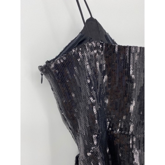 Retrofete Black Mary Sequins Spaghetti Strap Faux Wrap Dress - Picture 7 of 11